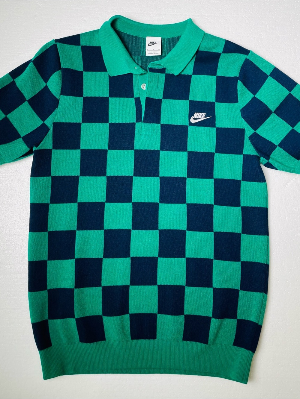 Nike Men’s Teal & Navy Checkerboard Polo Premium Knit